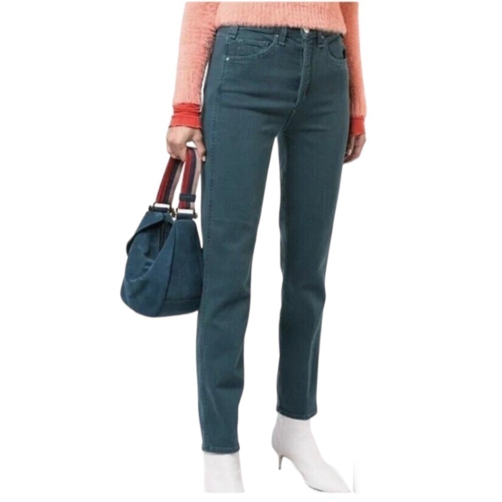MCGUIRE Anthropologie Green Slim Straight Leg Jeans Womens Size 25 Colored Denim